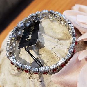 Cookie Lee Jewelry - NWT| Ruby Red Crystal Scroll Stretch Bracelet Cookie Lee Jewelry - NWT| Ruby Red Crystal Scroll Stretch Bracelet